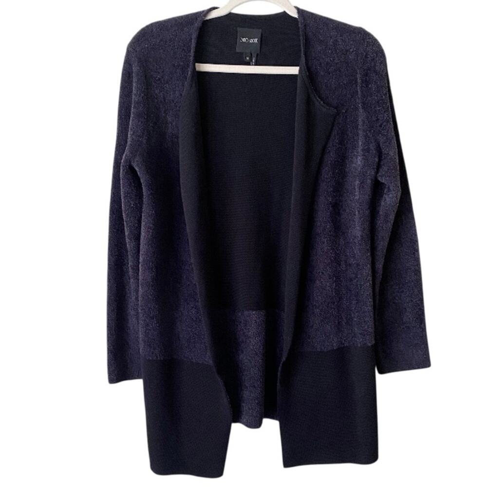 Nic + Zoe | Cardigan Sweater Tunic Two Tone Colorblock Black Navy Blue Medium